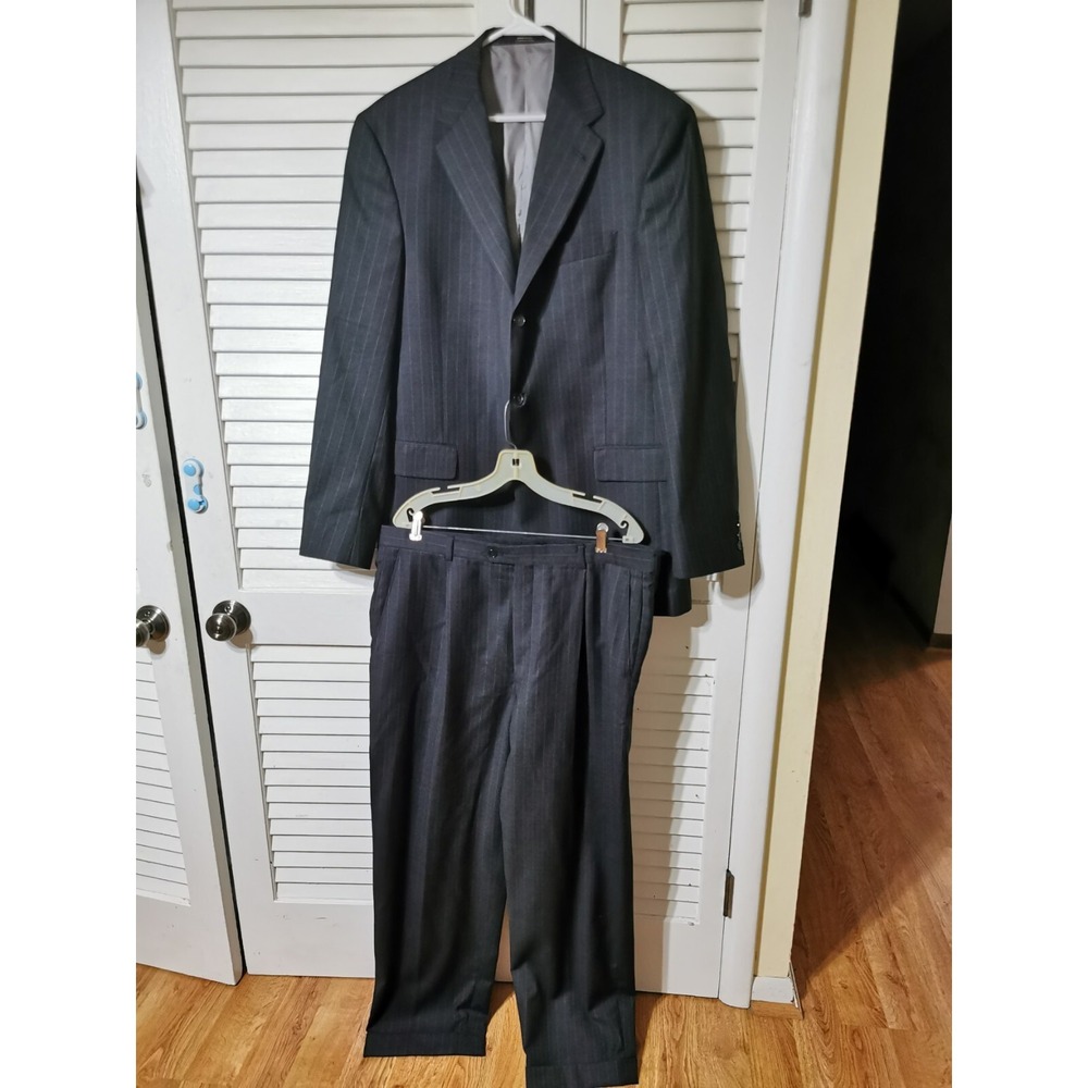 HART SCHAFFNER MARX  WOOL MEN'S SIZE 42L GRAY STRIPES SUIT PANTS W38X29.5